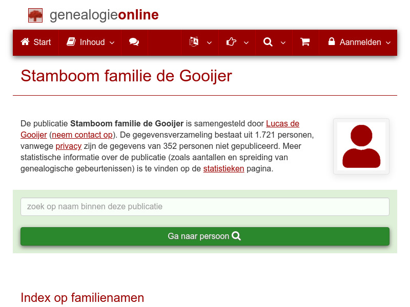 Screenshot van website