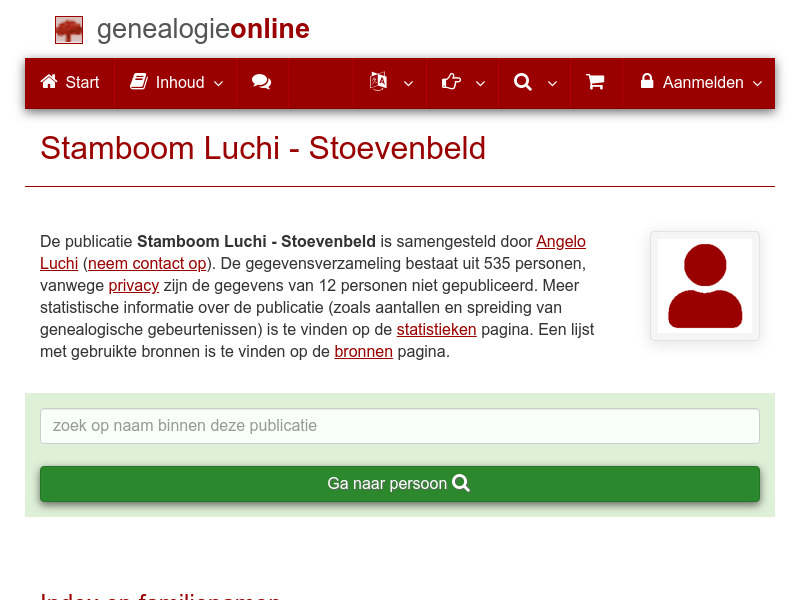 Screenshot van website