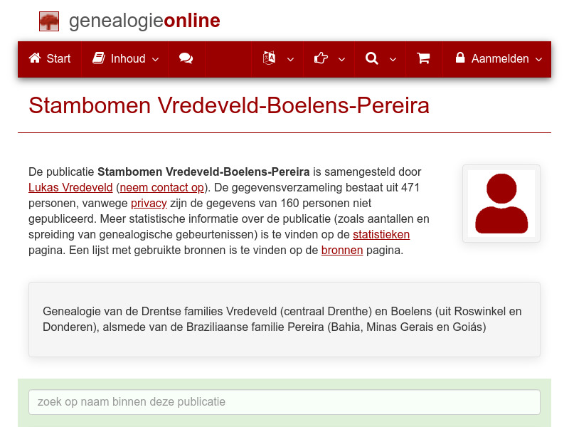 Screenshot van website