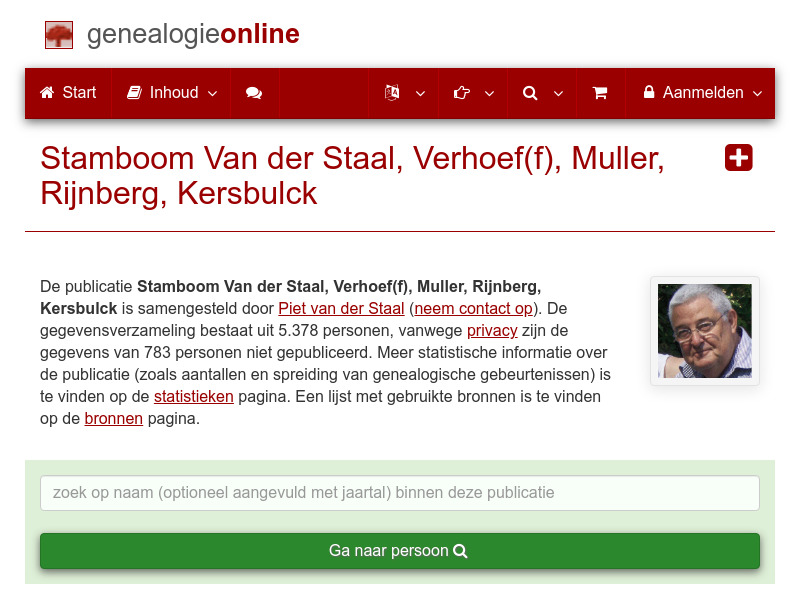 Screenshot van website