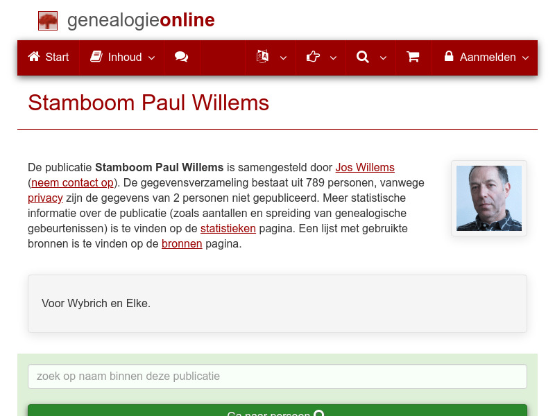 Screenshot van website