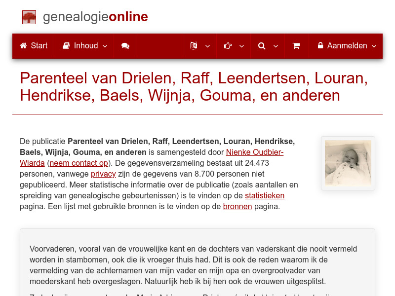 Screenshot van website