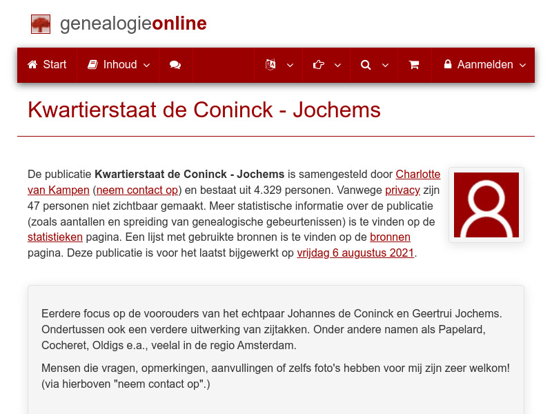 Screenshot van website
