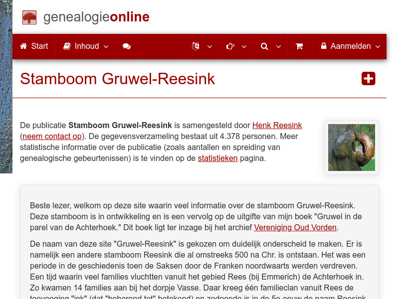 Screenshot van website
