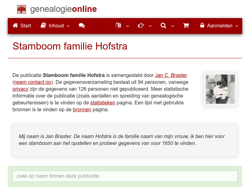 Screenshot van website
