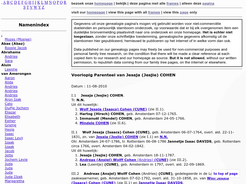 Screenshot van website