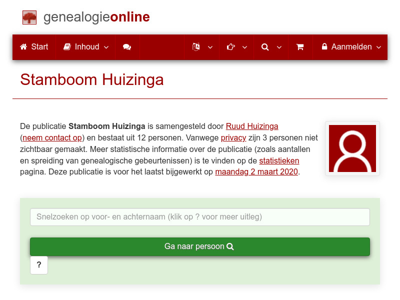 Screenshot van website
