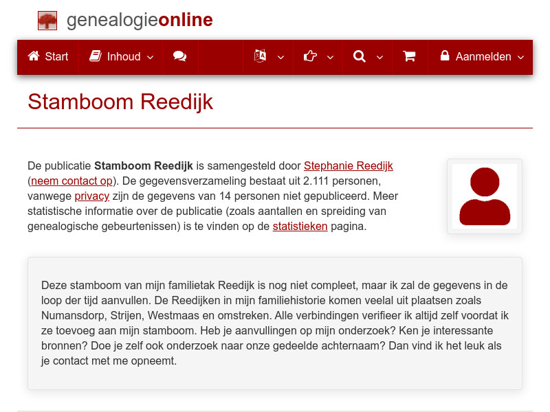 Screenshot van website