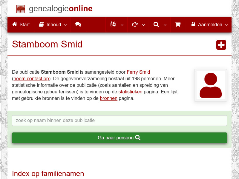 Screenshot van website