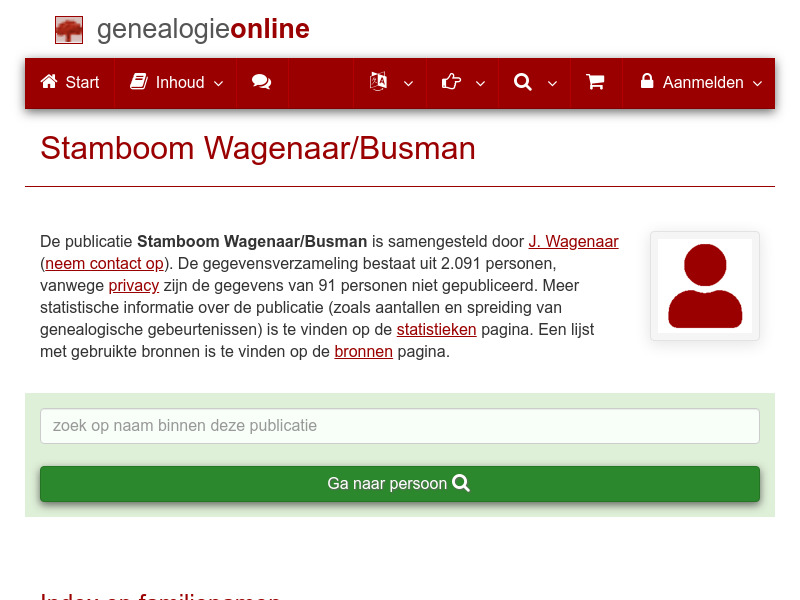 Screenshot van website