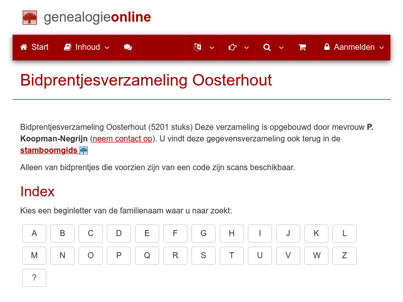 Screenshot van website