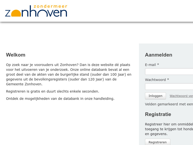 Screenshot van website