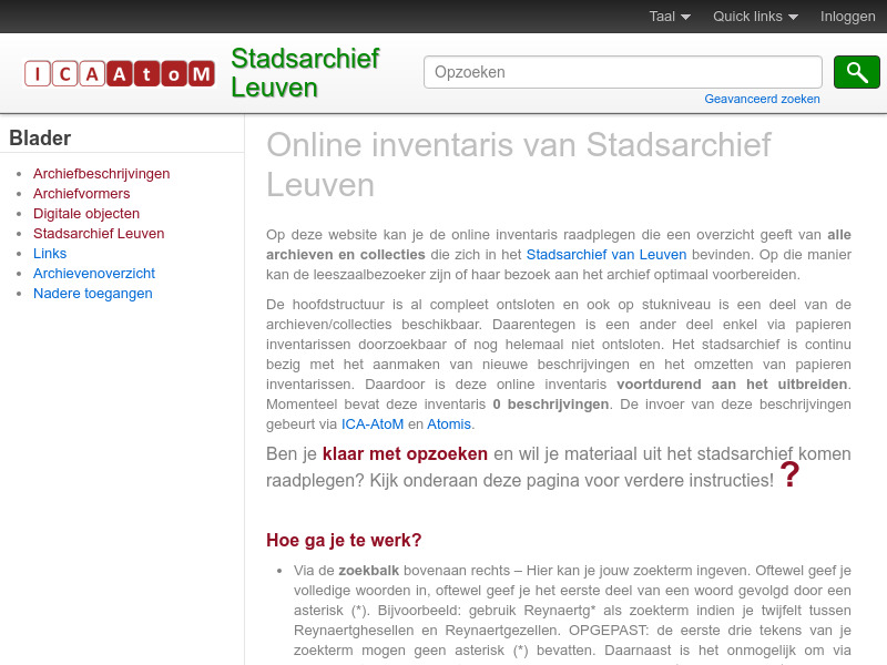 Screenshot van website