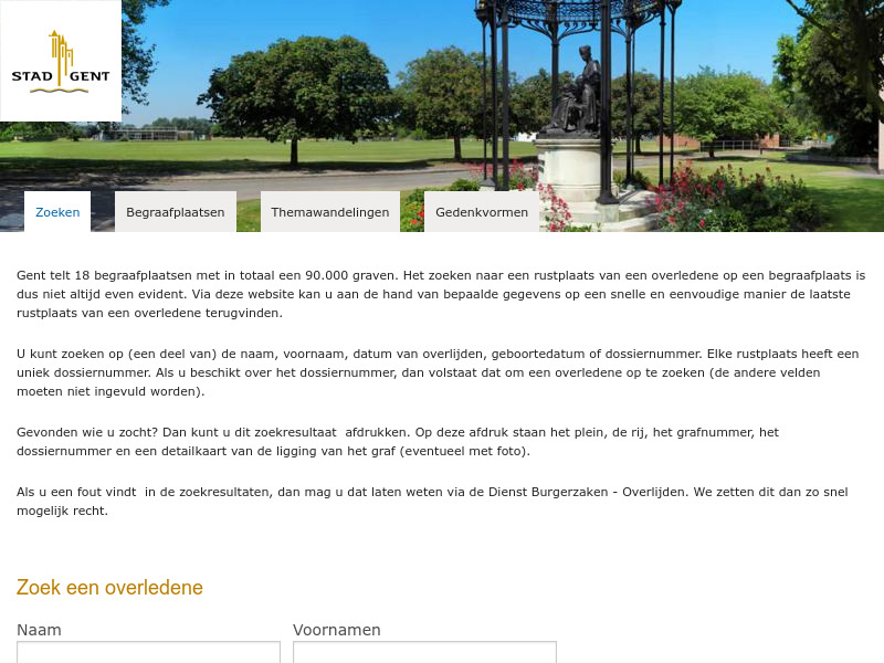 Screenshot van website