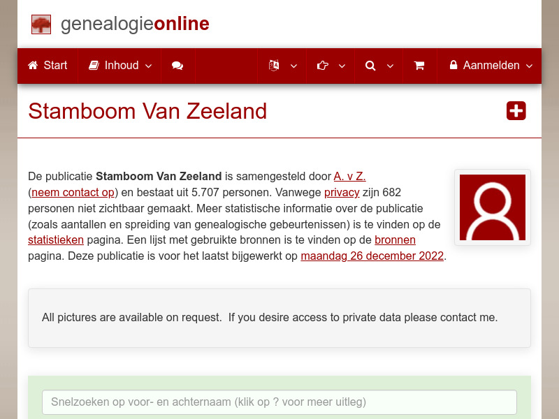 Screenshot van website