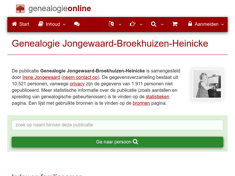 Screenshot van website