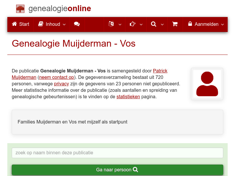 Screenshot van website