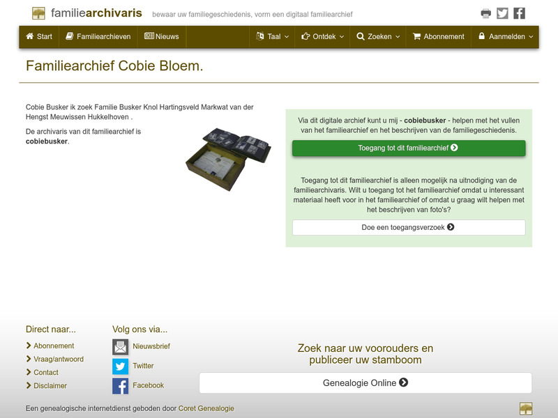 Screenshot van website