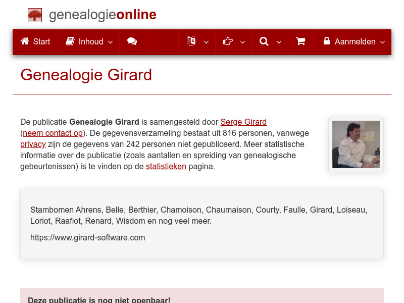 Screenshot van website