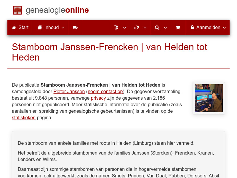 Screenshot van website