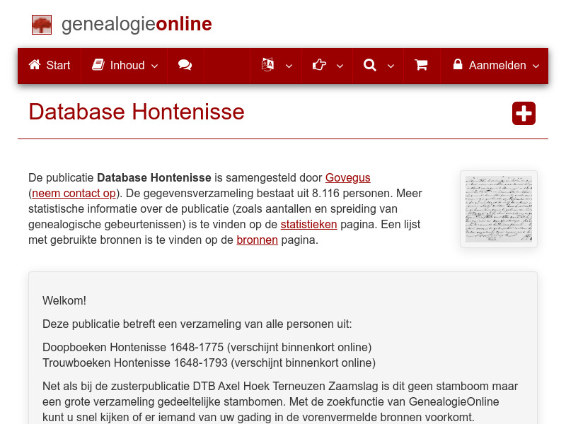 Screenshot van website