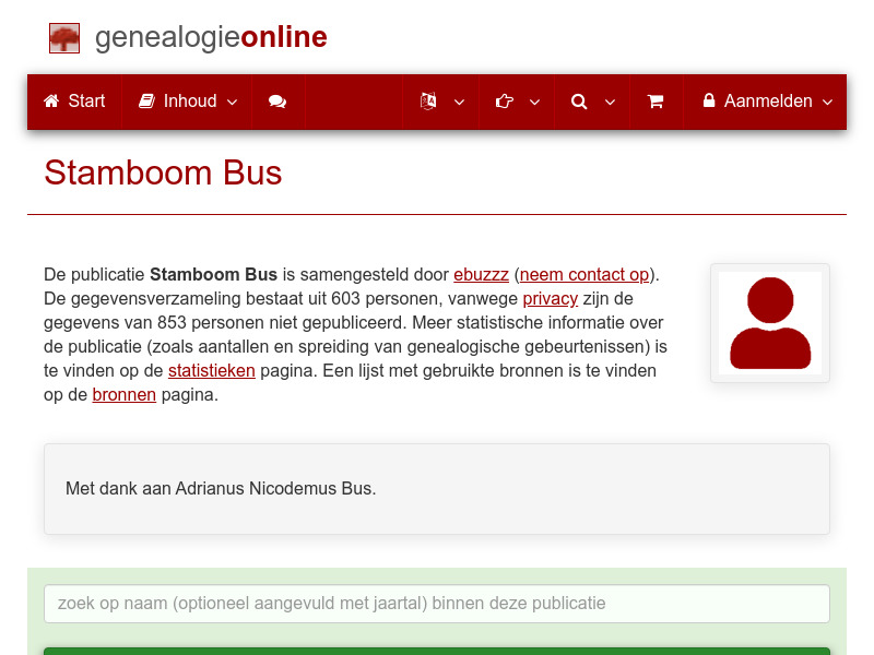 Screenshot van website