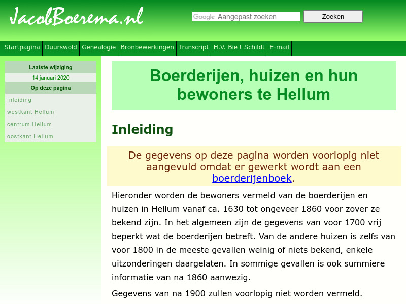 Screenshot van website