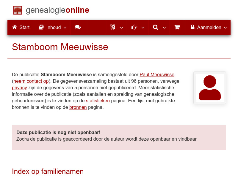 Screenshot van website