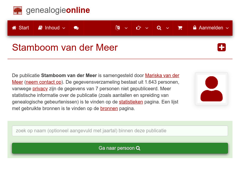 Screenshot van website