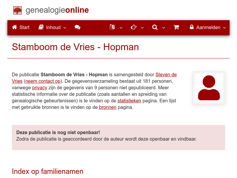 Screenshot van website
