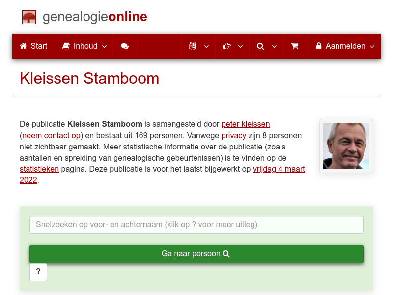 Screenshot van website
