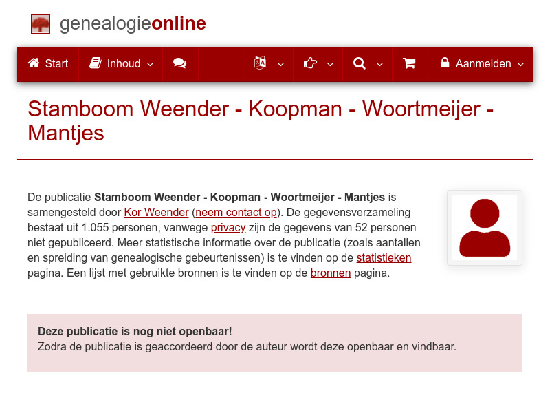 Screenshot van website