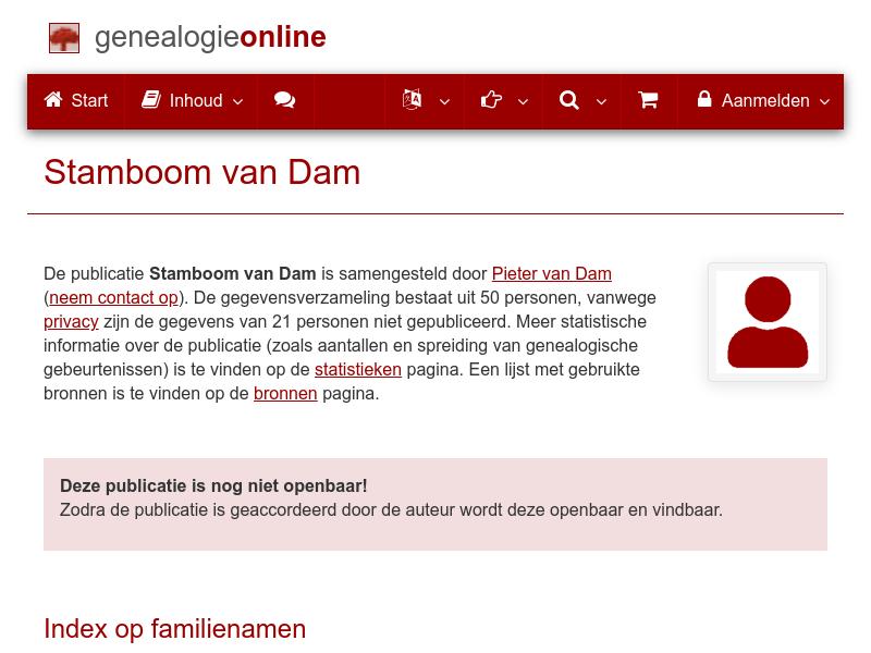 Screenshot van website