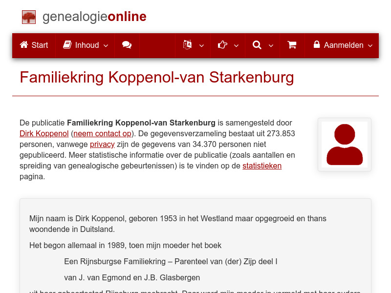 Screenshot van website