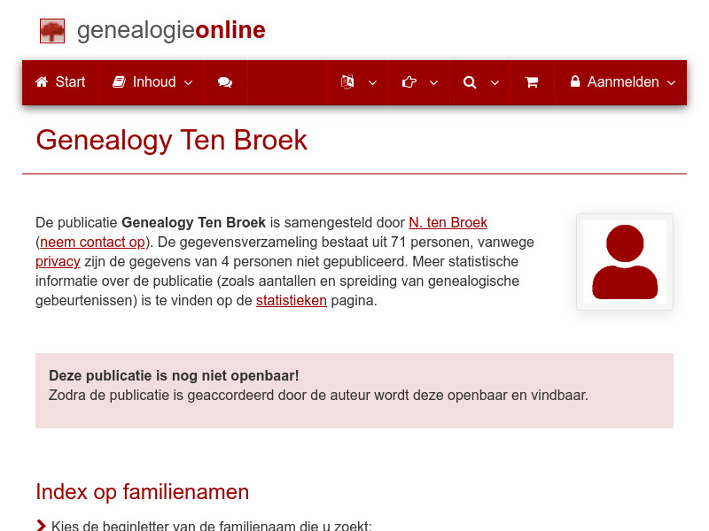 Screenshot van website