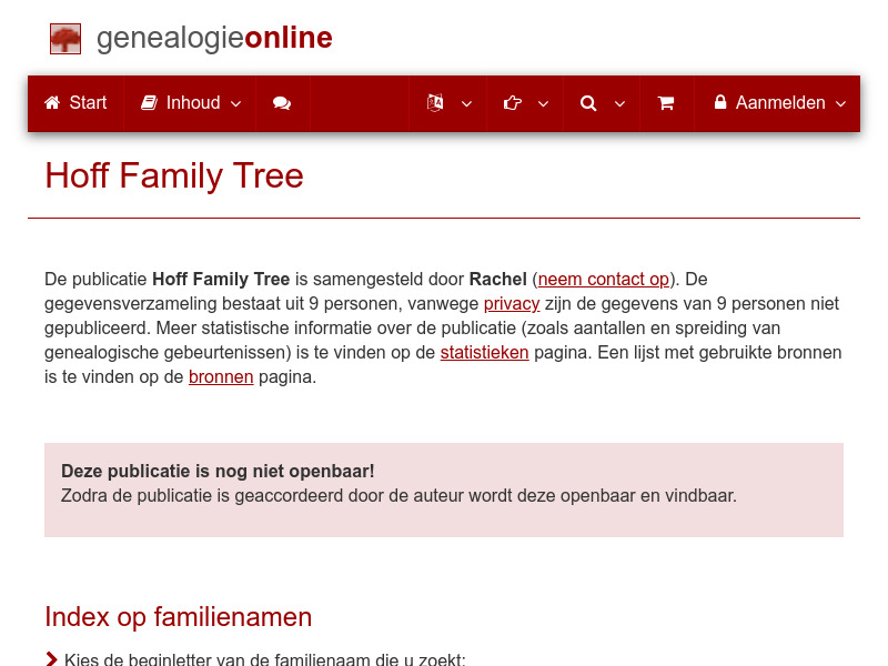 Screenshot van website