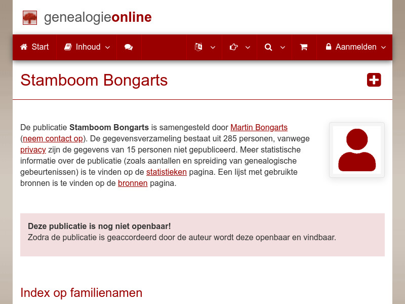 Screenshot van website