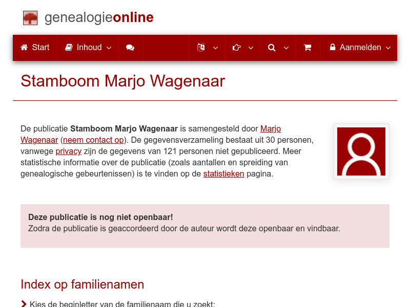 Screenshot van website