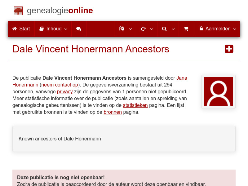 Screenshot van website
