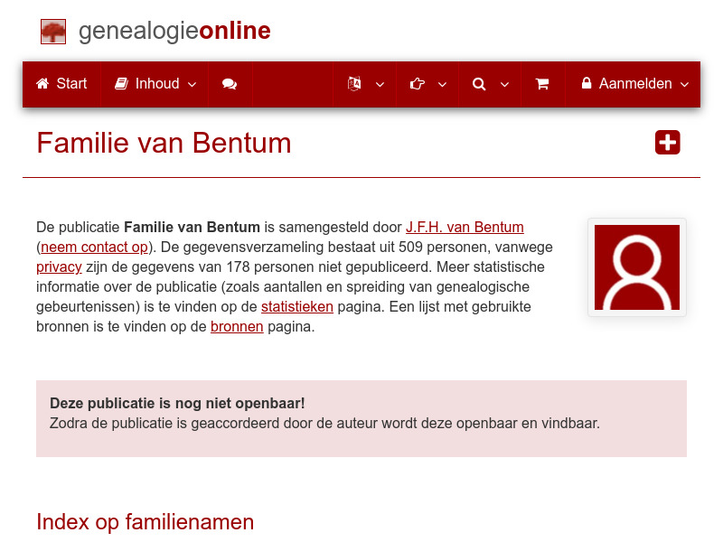 Screenshot van website