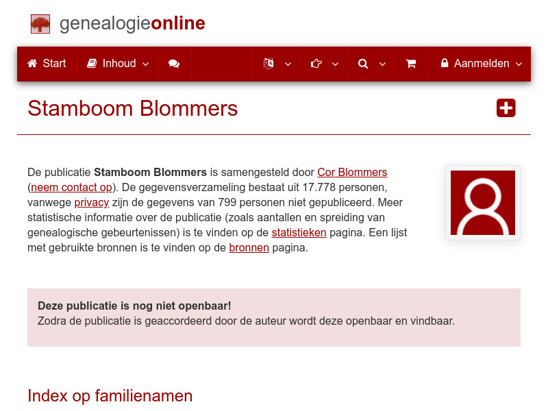 Screenshot van website
