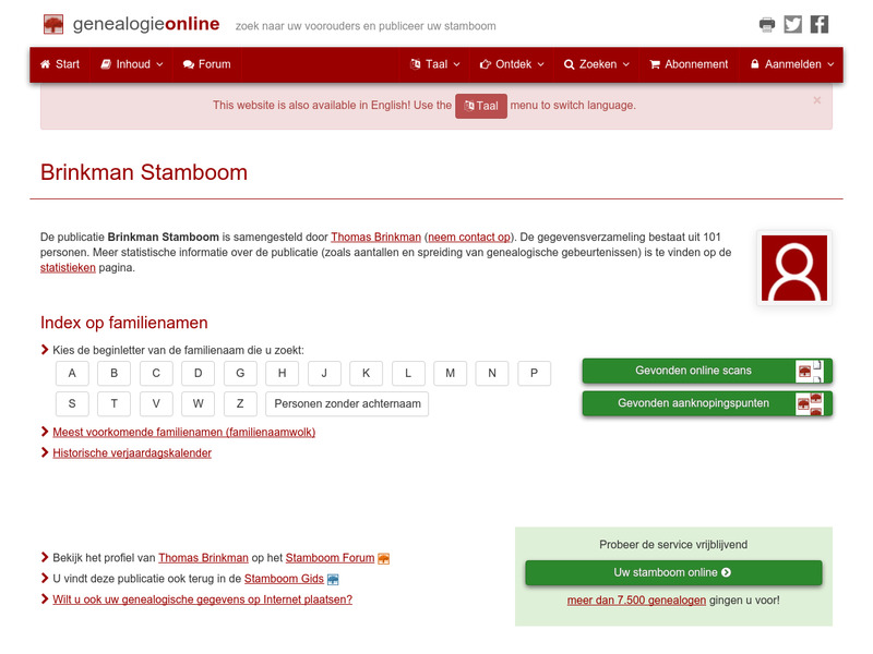 Screenshot van website