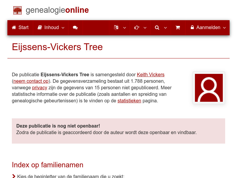 Screenshot van website