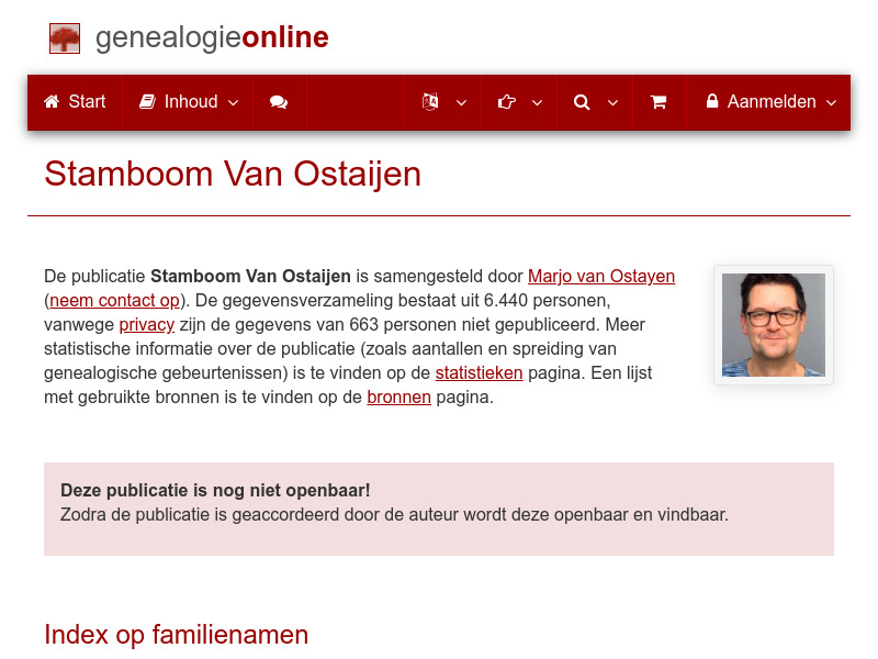 Screenshot van website