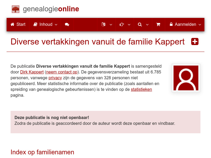 Screenshot van website