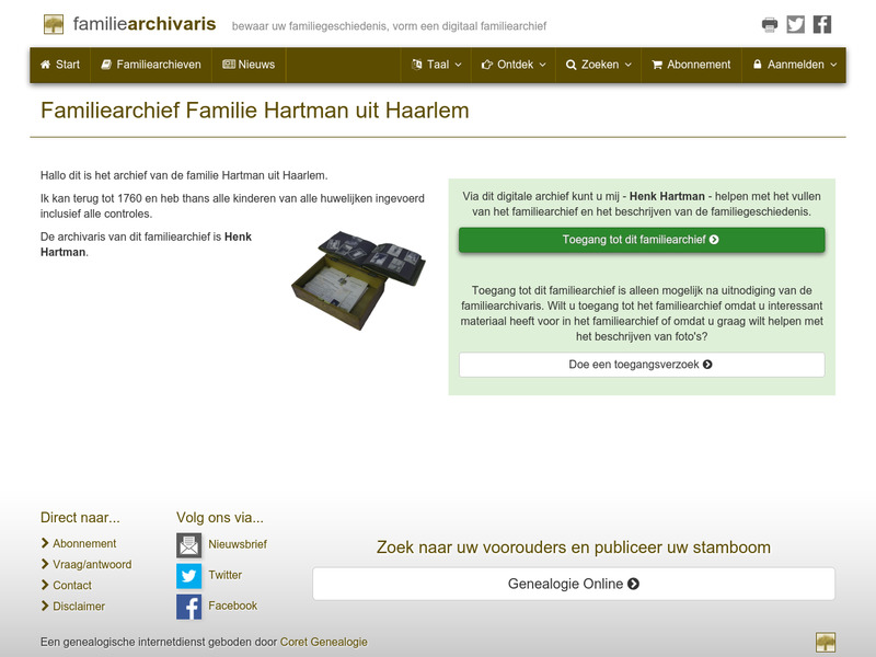 Screenshot van website