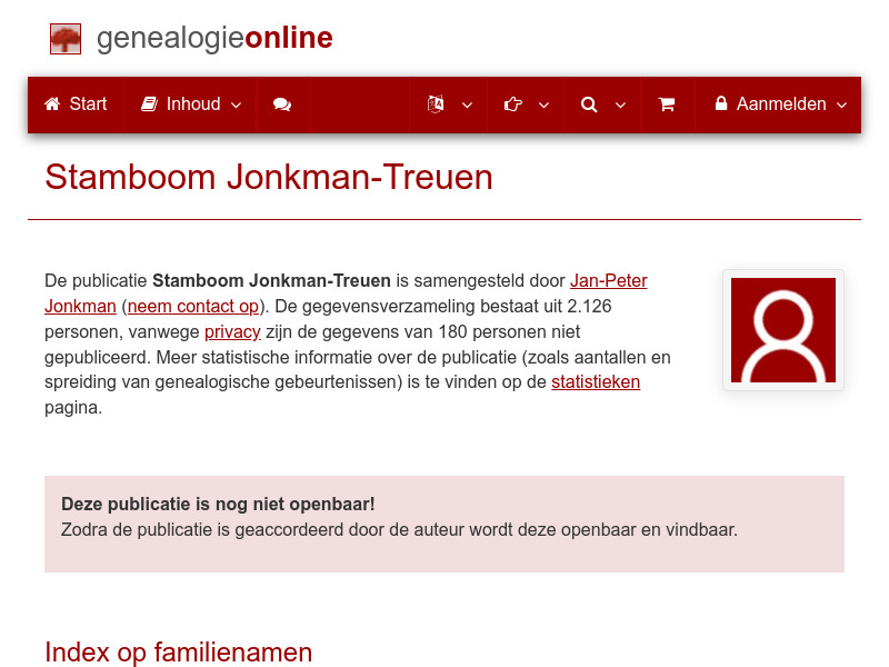 Screenshot van website