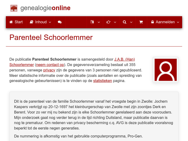 Screenshot van website