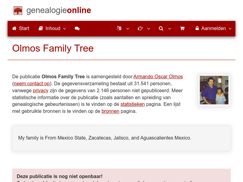 Screenshot van website