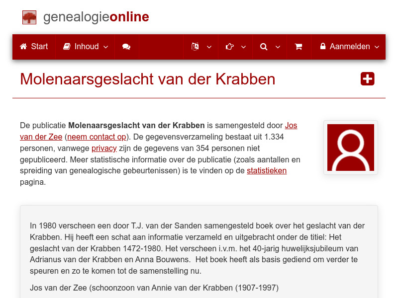 Screenshot van website